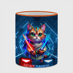 Кружка 3D Beat Saber кот музыкальный джедай, цвет: 3D-оранжевый кант — фото 2