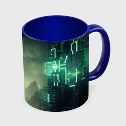 Кружка 3D Minecraft зеленый монстр и персонаж, цвет: 3D-белый + синий