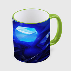 Кружка 3D Black and blue abstract background sport style, цвет: 3D-светло-зеленый кант
