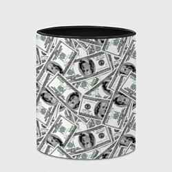 Кружка 3D Доллары - денежные знаки, цвет: 3D-белый + черный — фото 2