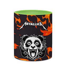 Кружка 3D Metallica рок панда и огонь, цвет: 3D-белый + светло-зеленый — фото 2