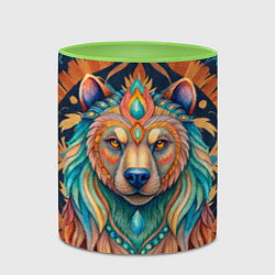 Кружка 3D Медведь шаман тотемное животное, цвет: 3D-белый + светло-зеленый — фото 2