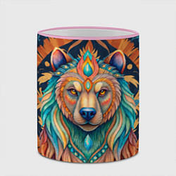 Кружка 3D Медведь шаман тотемное животное, цвет: 3D-розовый кант — фото 2