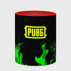 Кружка 3D PUBG кислотное лого огненный стиль, цвет: 3D-белый + красный — фото 2
