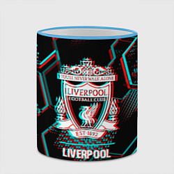 Кружка 3D Liverpool FC в стиле glitch на темном фоне, цвет: 3D-небесно-голубой кант — фото 2
