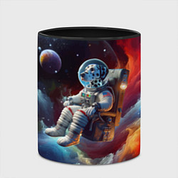 Кружка 3D Космонавт далматинец в неоновой галактике, цвет: 3D-белый + черный — фото 2