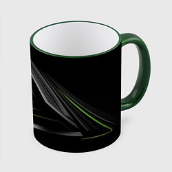 Кружка 3D Black green abstract nvidia style, цвет: 3D-зеленый кант