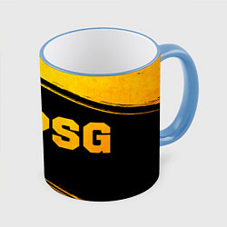 Кружка 3D PSG - gold gradient по-горизонтали, цвет: 3D-небесно-голубой кант