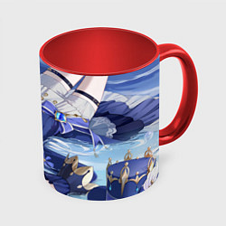 Кружка 3D Genshin Impact Furina happy smile, цвет: 3D-белый + красный