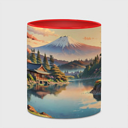 Кружка 3D Спокойный рассвет над японским горизонтом, цвет: 3D-белый + красный — фото 2