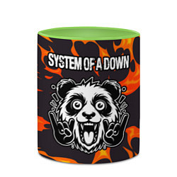 Кружка 3D System of a Down рок панда и огонь, цвет: 3D-белый + светло-зеленый — фото 2