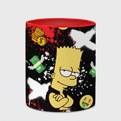 Кружка 3D Барт Симпсон на фоне баксов, цвет: 3D-белый + красный — фото 2