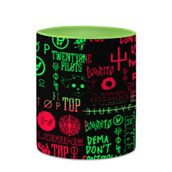 Кружка 3D Twenty one pilots pattern rock steel, цвет: 3D-белый + светло-зеленый — фото 2