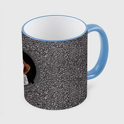 Кружка 3D Оно в люке, цвет: 3D-небесно-голубой кант