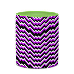 Кружка 3D Фиолетовые и белые ломаные линии, цвет: 3D-белый + светло-зеленый — фото 2