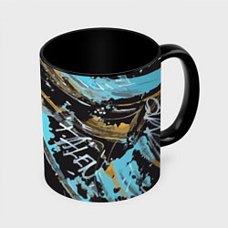 Кружка 3D Blue abstraction on black, цвет: 3D-белый + черный