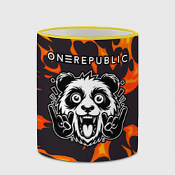 Кружка 3D OneRepublic рок панда и огонь, цвет: 3D-желтый кант — фото 2
