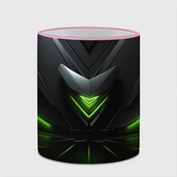 Кружка 3D Яркая зеленая абстрактная конструкция в стиле nvid, цвет: 3D-розовый кант — фото 2