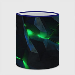 Кружка 3D Объемная геометрическая зеленая неоновая абстракци, цвет: 3D-синий кант — фото 2