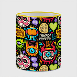 Кружка 3D Feel good every day motivation monsters pattern, цвет: 3D-желтый кант — фото 2