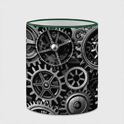Кружка 3D Стимпанк стальные механизмы паттерн, цвет: 3D-зеленый кант — фото 2
