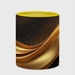 Кружка 3D Золотая стильная абстракция на черном фоне, цвет: 3D-белый + желтый — фото 2