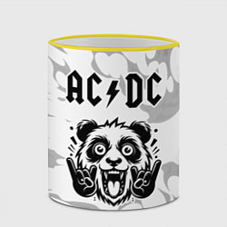 Кружка 3D AC DC рок панда на светлом фоне, цвет: 3D-желтый кант — фото 2