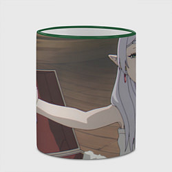 Кружка 3D Sousou no Frieren Фрирен ехидная улыбка, цвет: 3D-зеленый кант — фото 2