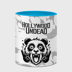 Кружка 3D Hollywood Undead рок панда на светлом фоне, цвет: 3D-белый + небесно-голубой — фото 2