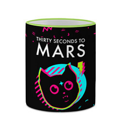 Кружка 3D Thirty Seconds to Mars - rock star cat, цвет: 3D-светло-зеленый кант — фото 2
