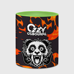 Кружка 3D Ozzy Osbourne рок панда и огонь, цвет: 3D-белый + светло-зеленый — фото 2