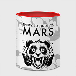 Кружка 3D Thirty Seconds to Mars рок панда на светлом фоне, цвет: 3D-белый + красный — фото 2