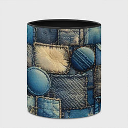 Кружка 3D Denim patchwork - ai art, цвет: 3D-белый + черный — фото 2