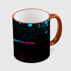 Кружка 3D Manchester United - neon gradient по-горизонтали, цвет: 3D-оранжевый кант