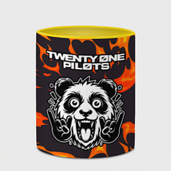 Кружка 3D Twenty One Pilots рок панда и огонь, цвет: 3D-белый + желтый — фото 2