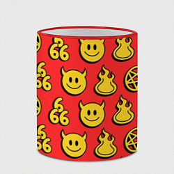 Кружка 3D 666 y2k emoji pattern, цвет: 3D-красный кант — фото 2