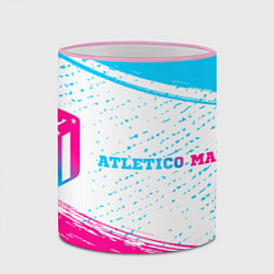 Кружка 3D Atletico Madrid neon gradient style по-горизонтали, цвет: 3D-розовый кант — фото 2