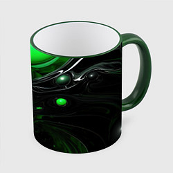 Кружка 3D Green dark abstract geometry style, цвет: 3D-зеленый кант
