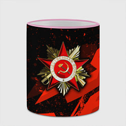 Кружка 3D Великая отечественная - красная абстракция, цвет: 3D-розовый кант — фото 2