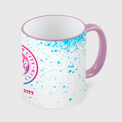 Кружка 3D Leicester City neon gradient style, цвет: 3D-розовый кант