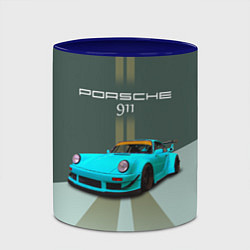 Кружка 3D Порше 911 спортивный немецкий автомобиль, цвет: 3D-белый + синий — фото 2