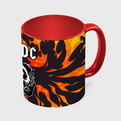 Кружка 3D AC DC рок панда и огонь, цвет: 3D-белый + красный