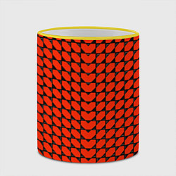 Кружка 3D Красные лепестки шестиугольники, цвет: 3D-желтый кант — фото 2