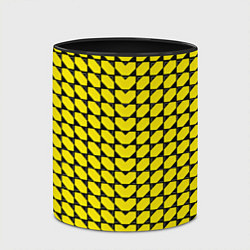 Кружка 3D Жёлтые лепестки шестиугольники, цвет: 3D-белый + черный — фото 2