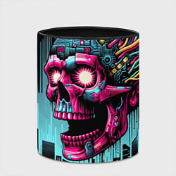 Кружка 3D Cyber skull - ai art fantasy, цвет: 3D-белый + черный — фото 2