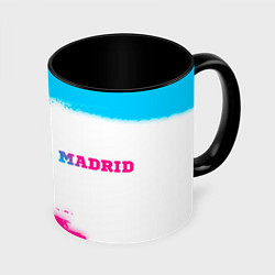 Кружка 3D Real Madrid neon gradient style по-горизонтали, цвет: 3D-белый + черный