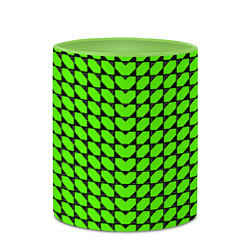 Кружка 3D Зелёные лепестки шестиугольники, цвет: 3D-белый + светло-зеленый — фото 2