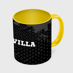 Кружка 3D Sevilla sport на темном фоне по-горизонтали, цвет: 3D-белый + желтый