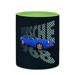 Кружка 3D Немецкая спортивная машина Porsche 968, цвет: 3D-белый + светло-зеленый — фото 2