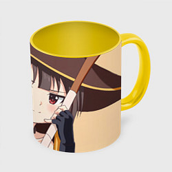 Кружка 3D Konosuba Мэгумин cute, цвет: 3D-белый + желтый